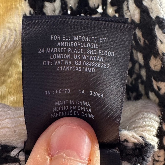 NWT Anthropology Yellow Bird Slubby Moto Jacket Sweater in Ivory Black Size XS - Picture 8 of 9